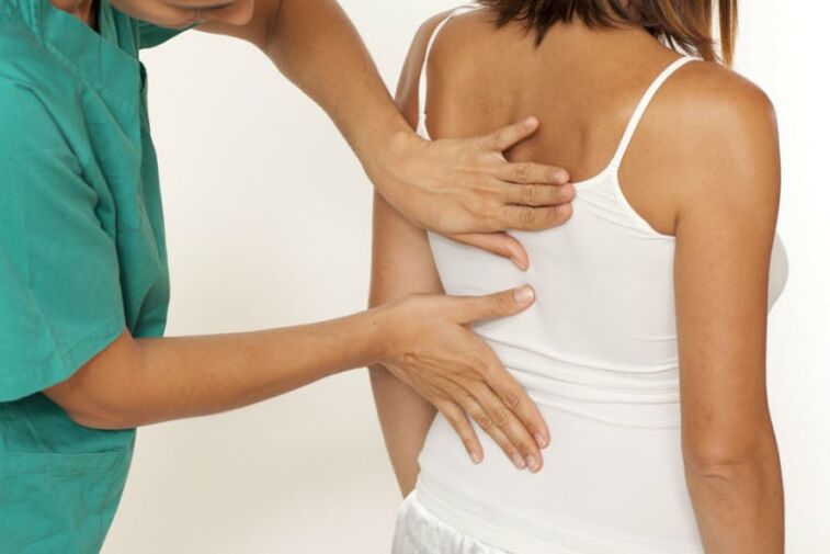 examination of the back for pain below the left shoulder